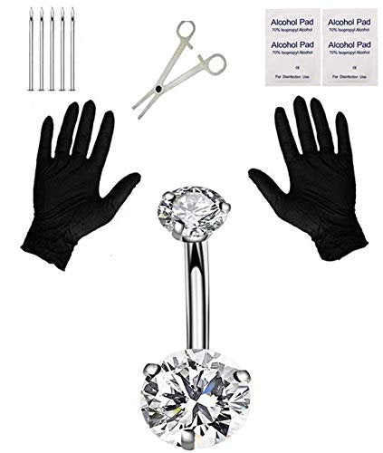 Jconly Pain-Free Belly Button Piercing Kit – 14G Hypoallergenic Steel Needles & Clamp | Professional Navel Ring Starter Set for Safe DIY at Home - görsel 2