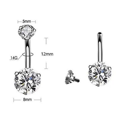 Jconly Pain-Free Belly Button Piercing Kit – 14G Hypoallergenic Steel Needles & Clamp | Professional Navel Ring Starter Set for Safe DIY at Home