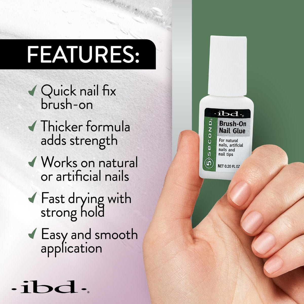 IBD 5-Second Brush On Nail Glue – Strong Nail Glue for Press Ons and Acrylic Nails, Quick-Dry Gel for Split or Broken Nails, Nail Bond & Repair – 6g, 3-Pack - görsel 7