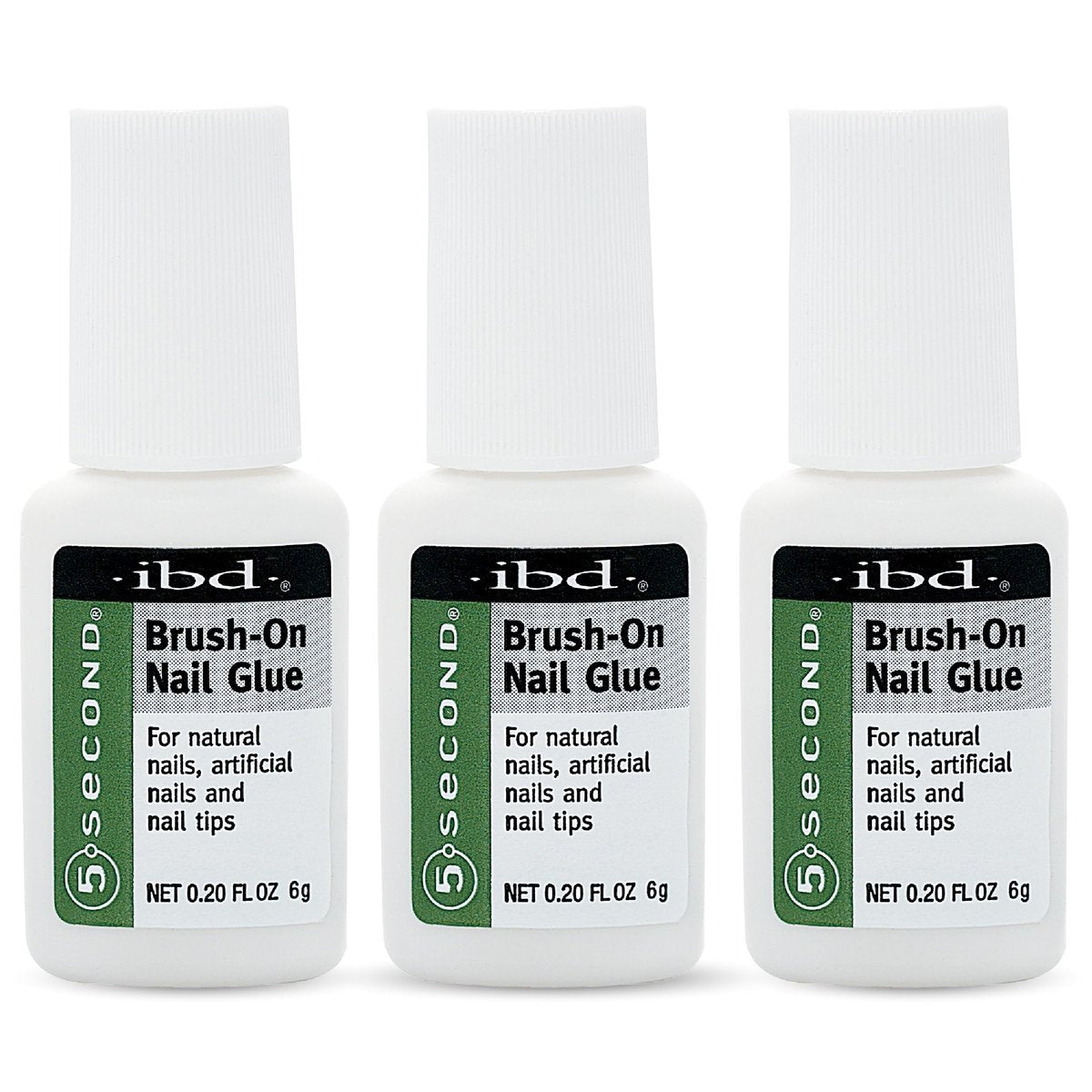 IBD 5-Second Brush On Nail Glue – Strong Nail Glue for Press Ons and Acrylic Nails, Quick-Dry Gel for Split or Broken Nails, Nail Bond & Repair – 6g, 3-Pack - görsel 1