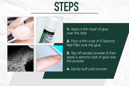 IBD 5 Second Nail Filler Powder – Instant Nail Repair & Strengthening for Cracked, Split & Damaged Nails, 4g (3 ct)