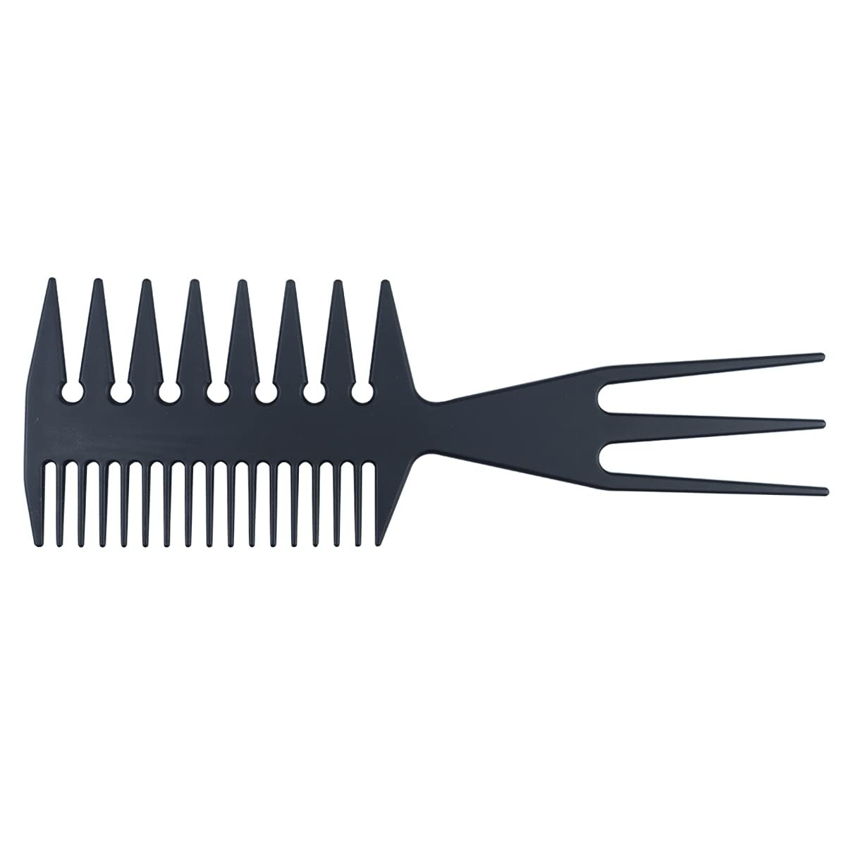 3-in-1 Fish Tail Bone Shape Hair Comb - Detangling, Styling & Coloring Comb for Salon, Barbers, Undercut, Mohawk, Bowl Cut, Quiff - Black (Pack of 1) - görsel 3