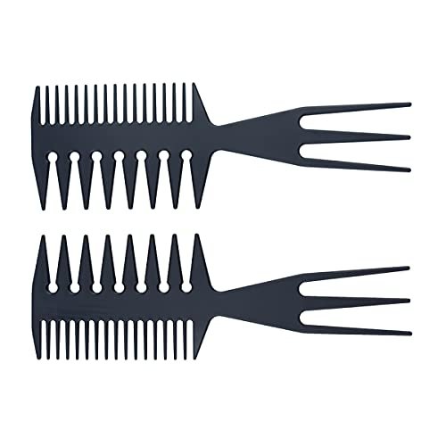 3-in-1 Fish Tail Bone Shape Hair Comb - Detangling, Styling & Coloring Comb for Salon, Barbers, Undercut, Mohawk, Bowl Cut, Quiff - Black (Pack of 1) - görsel 8