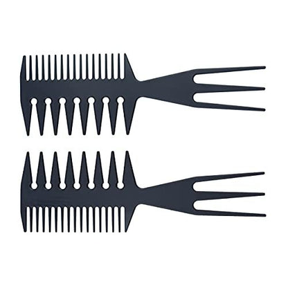 3-in-1 Fish Tail Bone Shape Hair Comb - Detangling, Styling & Coloring Comb for Salon, Barbers, Undercut, Mohawk, Bowl Cut, Quiff - Black (Pack of 1)