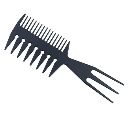3-in-1 Fish Tail Bone Shape Hair Comb - Detangling, Styling & Coloring Comb for Salon, Barbers, Undercut, Mohawk, Bowl Cut, Quiff - Black (Pack of 1)
