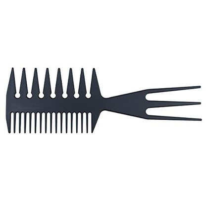 3-in-1 Fish Tail Bone Shape Hair Comb - Detangling, Styling & Coloring Comb for Salon, Barbers, Undercut, Mohawk, Bowl Cut, Quiff - Black (Pack of 1)