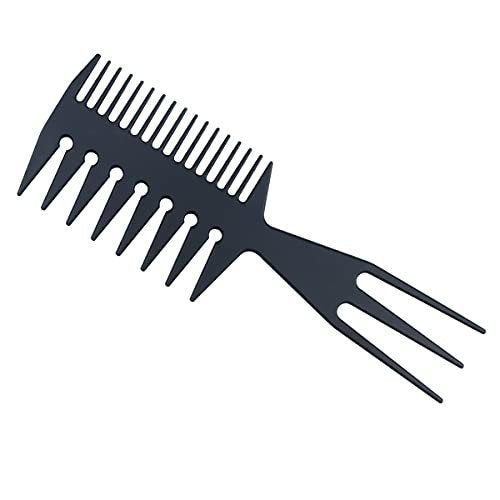 3-in-1 Fish Tail Bone Shape Hair Comb - Detangling, Styling & Coloring Comb for Salon, Barbers, Undercut, Mohawk, Bowl Cut, Quiff - Black (Pack of 1) - görsel 2