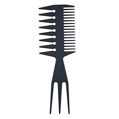 3-in-1 Fish Tail Bone Shape Hair Comb - Detangling, Styling & Coloring Comb for Salon, Barbers, Undercut, Mohawk, Bowl Cut, Quiff - Black (Pack of 1)