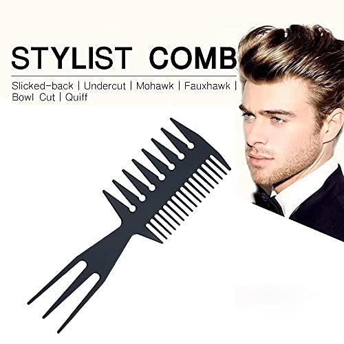 3-in-1 Fish Tail Bone Shape Hair Comb - Detangling, Styling & Coloring Comb for Salon, Barbers, Undercut, Mohawk, Bowl Cut, Quiff - Black (Pack of 1) - görsel 12
