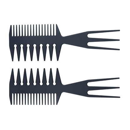 3-in-1 Fish Tail Bone Shape Hair Comb - Detangling, Styling & Coloring Comb for Salon, Barbers, Undercut, Mohawk, Bowl Cut, Quiff - Black (Pack of 1)