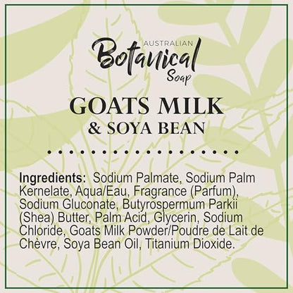 Australian Botanical Soap Goats Milk Bars - 8-Pack, 6.6 oz Each, Triple Milled with Soya Bean Oil & Organic African Shea Butter Avelisse