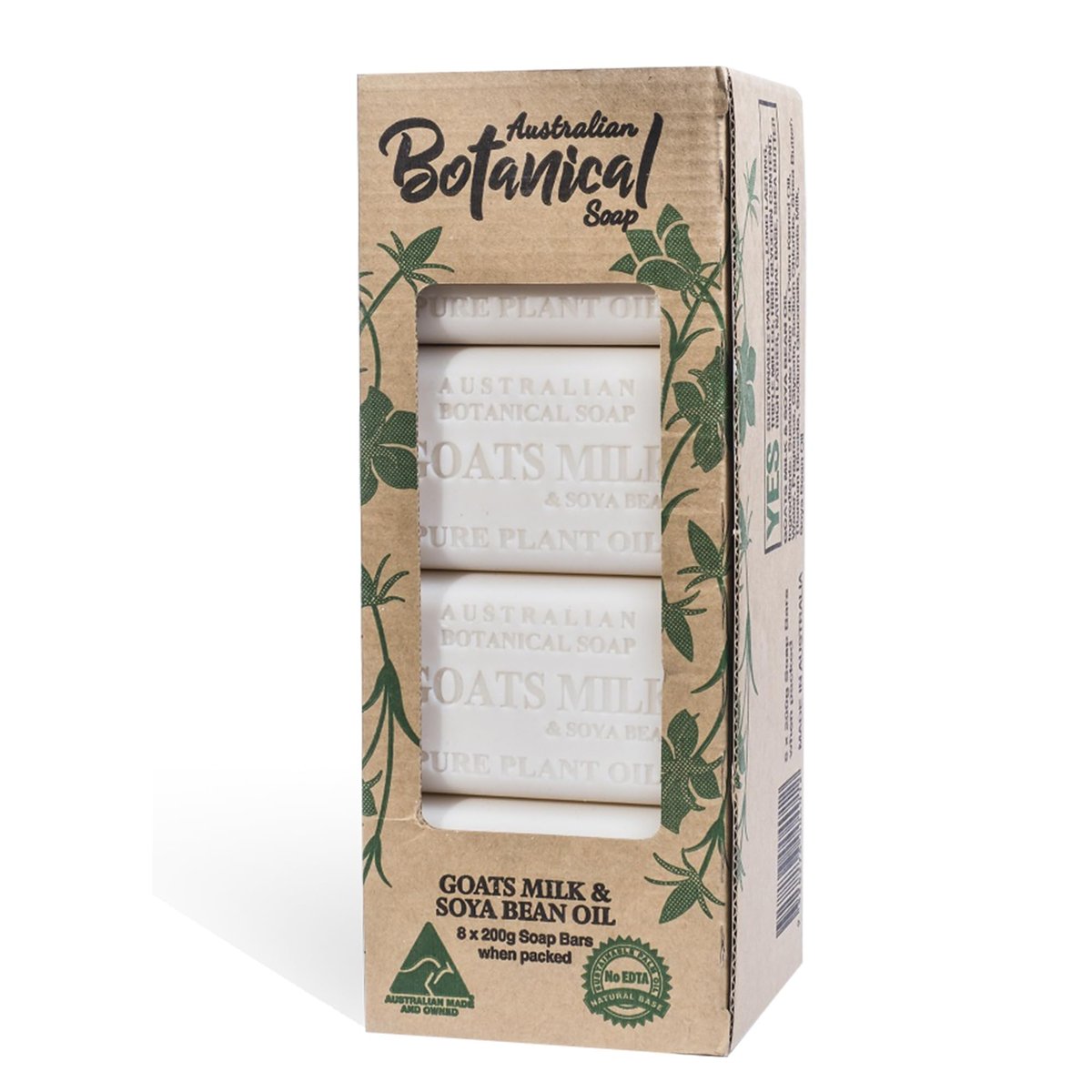 Australian Botanical Soap Goats Milk Bars - 8-Pack, 6.6 oz Each, Triple Milled with Soya Bean Oil & Organic African Shea Butter Avelisse