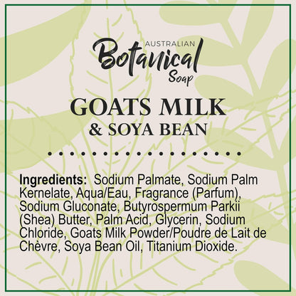 Australian Botanical Soap Goats Milk Bars - 8-Pack, 6.6 oz Each, Triple Milled with Soya Bean Oil & Organic African Shea Butter Avelisse
