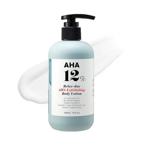 VILLAGE11FACTORY Relax Day AHA Exfoliating Body Lotion | Glycolic Acid Lotion for KP, Strawberry Legs & Rough Skin | Hydrating Body Moisturizer for Dark Spots, Acne & Texture | 10.6 fl oz Avelisse