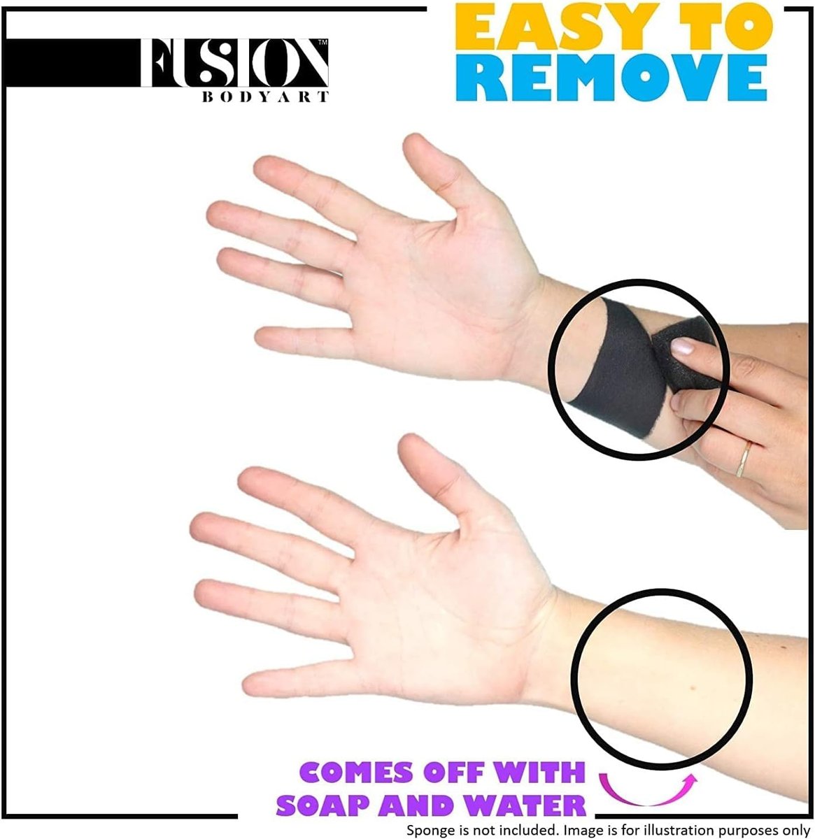Fusion Body Art Face Paint - Professional Paraffin White (32g) - Water Activated, Hypoallergenic, Non-Toxic, Vegan Face & Body Paint - görsel 4
