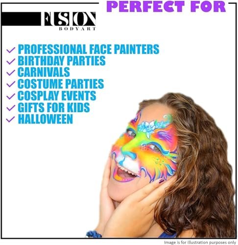 Fusion Body Art Face Paint - Professional Paraffin White (32g) - Water Activated, Hypoallergenic, Non-Toxic, Vegan Face & Body Paint - görsel 9
