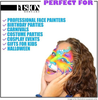 Fusion Body Art Face Paint - Professional Paraffin White (32g) - Water Activated, Hypoallergenic, Non-Toxic, Vegan Face & Body Paint