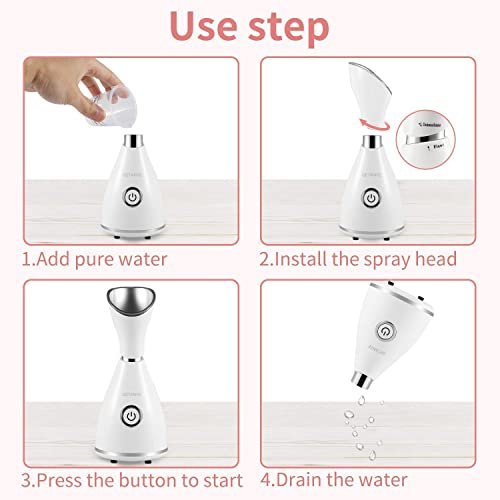 GETANYE Nano Ionic Face Steamer - Deep Pore Cleansing & Moisturizing Spa Humidifier with Free Blackhead Remover Kit Avelisse