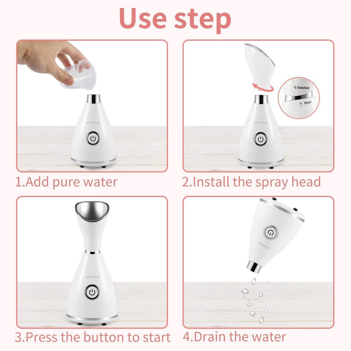 GETANYE Nano Ionic Face Steamer - Deep Pore Cleansing & Moisturizing Spa Humidifier with Free Blackhead Remover Kit Avelisse