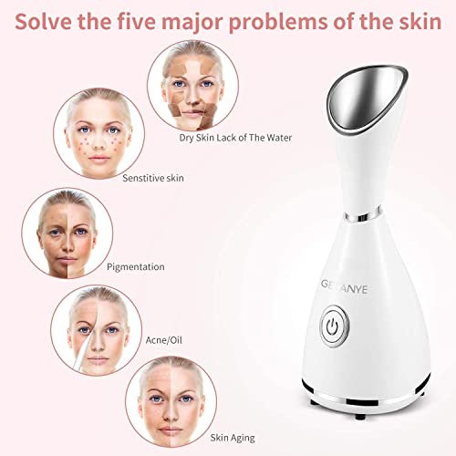 GETANYE Nano Ionic Face Steamer - Deep Pore Cleansing & Moisturizing Spa Humidifier with Free Blackhead Remover Kit Avelisse
