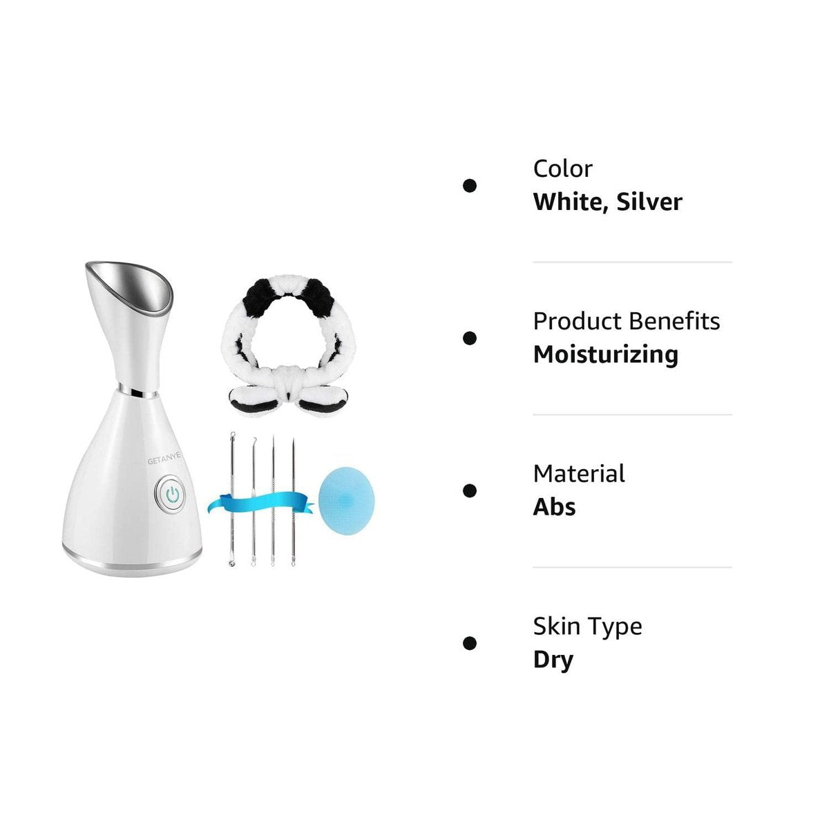 GETANYE Nano Ionic Face Steamer - Deep Pore Cleansing & Moisturizing Spa Humidifier with Free Blackhead Remover Kit Avelisse