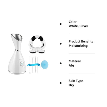 GETANYE Nano Ionic Face Steamer - Deep Pore Cleansing & Moisturizing Spa Humidifier with Free Blackhead Remover Kit Avelisse