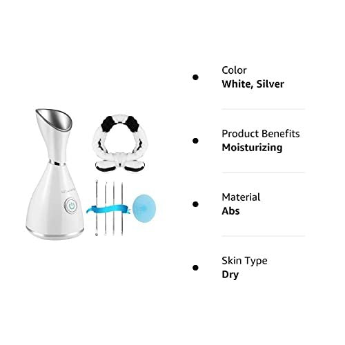 GETANYE Nano Ionic Face Steamer - Deep Pore Cleansing & Moisturizing Spa Humidifier with Free Blackhead Remover Kit Avelisse