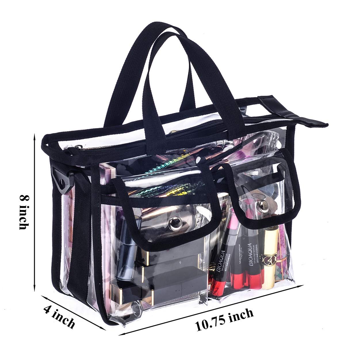 Jula Vance Medium Clear PVC Makeup Artist Bag - Transparent Cosmetic Storage Bag for Travel, Stadium Approved Tote with Removable Shoulder Strap - görsel 12