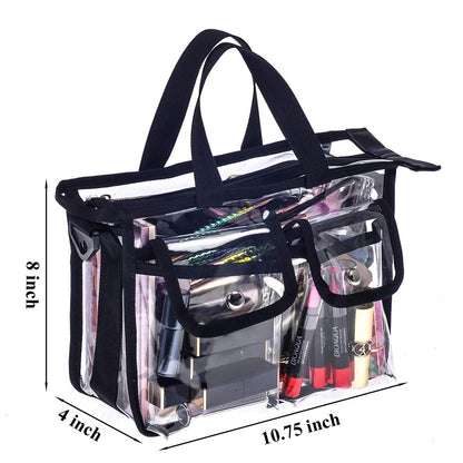Jula Vance Medium Clear PVC Makeup Artist Bag - Transparent Cosmetic Storage Bag for Travel, Stadium Approved Tote with Removable Shoulder Strap