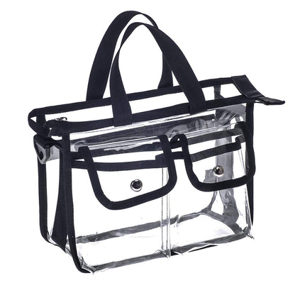 Jula Vance Medium Clear PVC Makeup Artist Bag - Transparent Cosmetic Storage Bag for Travel, Stadium Approved Tote with Removable Shoulder Strap