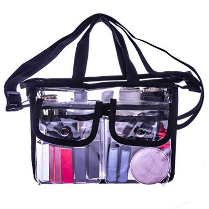 Jula Vance Medium Clear PVC Makeup Artist Bag - Transparent Cosmetic Storage Bag for Travel, Stadium Approved Tote with Removable Shoulder Strap