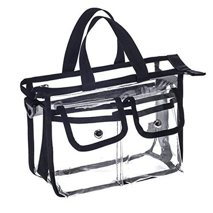 Jula Vance Medium Clear PVC Makeup Artist Bag - Transparent Cosmetic Storage Bag for Travel, Stadium Approved Tote with Removable Shoulder Strap