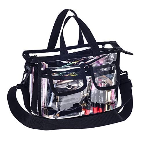 Jula Vance Medium Clear PVC Makeup Artist Bag - Transparent Cosmetic Storage Bag for Travel, Stadium Approved Tote with Removable Shoulder Strap - görsel 1