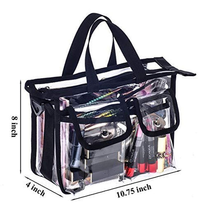 Jula Vance Medium Clear PVC Makeup Artist Bag - Transparent Cosmetic Storage Bag for Travel, Stadium Approved Tote with Removable Shoulder Strap