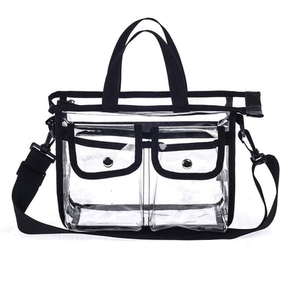 Jula Vance Medium Clear PVC Makeup Artist Bag - Transparent Cosmetic Storage Bag for Travel, Stadium Approved Tote with Removable Shoulder Strap