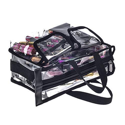 Jula Vance Medium Clear PVC Makeup Artist Bag - Transparent Cosmetic Storage Bag for Travel, Stadium Approved Tote with Removable Shoulder Strap