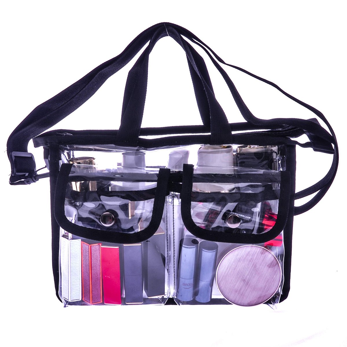 Jula Vance Medium Clear PVC Makeup Artist Bag - Transparent Cosmetic Storage Bag for Travel, Stadium Approved Tote with Removable Shoulder Strap - görsel 18