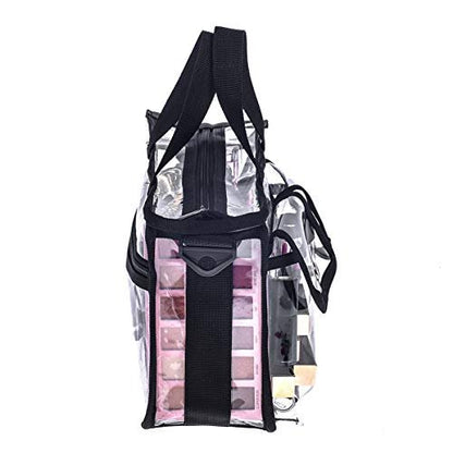 Jula Vance Medium Clear PVC Makeup Artist Bag - Transparent Cosmetic Storage Bag for Travel, Stadium Approved Tote with Removable Shoulder Strap
