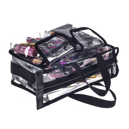 Jula Vance Medium Clear PVC Makeup Artist Bag - Transparent Cosmetic Storage Bag for Travel, Stadium Approved Tote with Removable Shoulder Strap