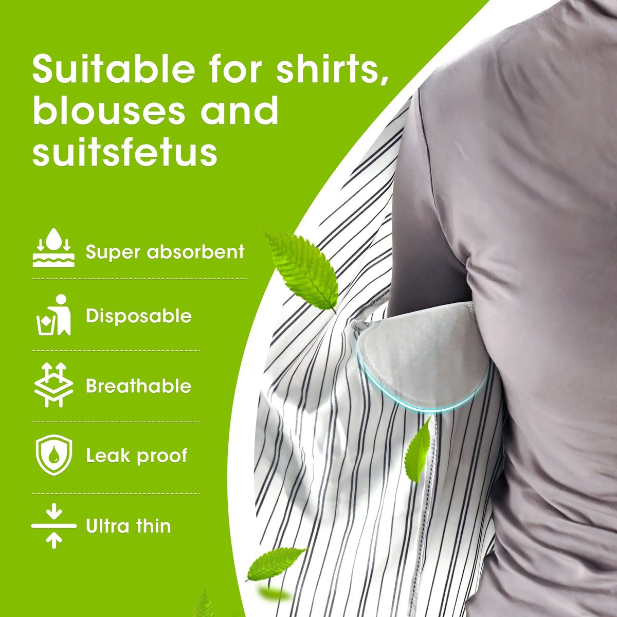 OTTOLIVES Underarm Sweat Pads - 100 Count, Disposable Dress Guards for Men & Women, Hyperhidrosis Protection, Extra Adhesive, Non-Visible - görsel 16