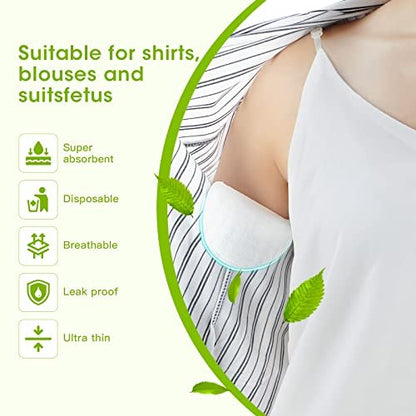 OTTOLIVES Underarm Sweat Pads - 100 Count, Disposable Dress Guards for Men & Women, Hyperhidrosis Protection, Extra Adhesive, Non-Visible