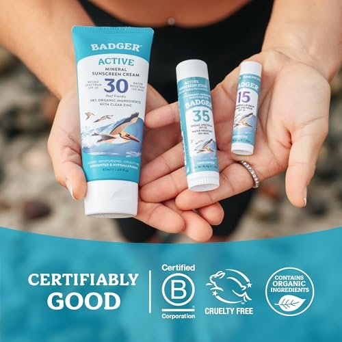 Badger Mineral Sunscreen Lip Balm SPF 15, Unscented, 4-Pack (.15 oz Each) – Reef Safe Zinc Oxide Lip Protection - görsel 16