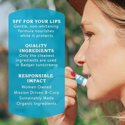 Badger Mineral Sunscreen Lip Balm SPF 15, Unscented, 4-Pack (.15 oz Each) – Reef Safe Zinc Oxide Lip Protection