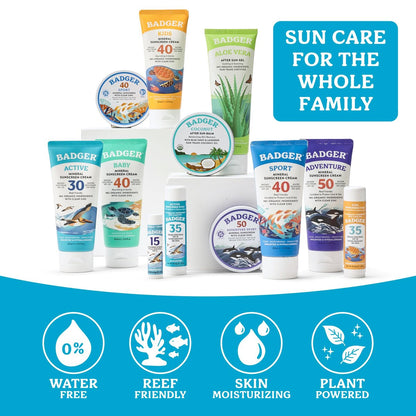 Badger Mineral Sunscreen Lip Balm SPF 15, Unscented, 4-Pack (.15 oz Each) – Reef Safe Zinc Oxide Lip Protection