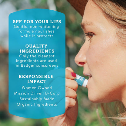 Badger Mineral Sunscreen Lip Balm SPF 15, Unscented, 4-Pack (.15 oz Each) – Reef Safe Zinc Oxide Lip Protection