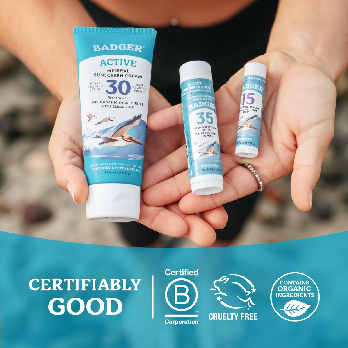 Badger Mineral Sunscreen Lip Balm SPF 15, Unscented, 4-Pack (.15 oz Each) – Reef Safe Zinc Oxide Lip Protection - görsel 15