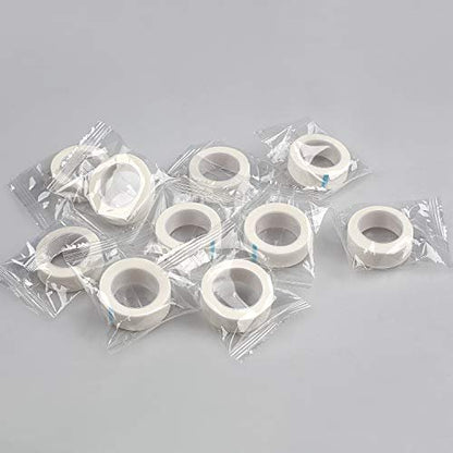Fenshine 10 Rolls Micropore Medical Tape for Eyelash Extension – Adhesive Fabric Tape, 0.5 Inch x 10 Yards (White, 10 Count)