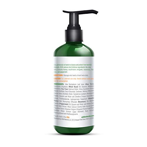 Wild Naturals Pure Aloe Vera Gel Hand Cleaner - Organic Waterless Purifying Wash with Manuka Honey, Witch Hazel, Peppermint, Oregano, Rosemary & Tea Tree Oil - 8 fl oz Avelisse