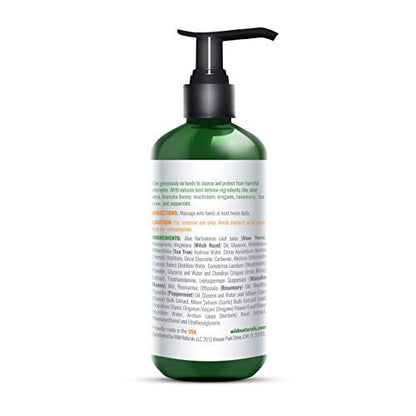 Wild Naturals Pure Aloe Vera Gel Hand Cleaner - Organic Waterless Purifying Wash with Manuka Honey, Witch Hazel, Peppermint, Oregano, Rosemary & Tea Tree Oil - 8 fl oz Avelisse