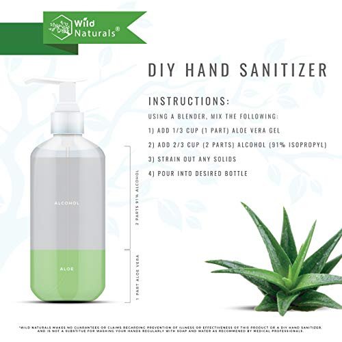 Wild Naturals Pure Aloe Vera Gel Hand Cleaner - Organic Waterless Purifying Wash with Manuka Honey, Witch Hazel, Peppermint, Oregano, Rosemary & Tea Tree Oil - 8 fl oz Avelisse